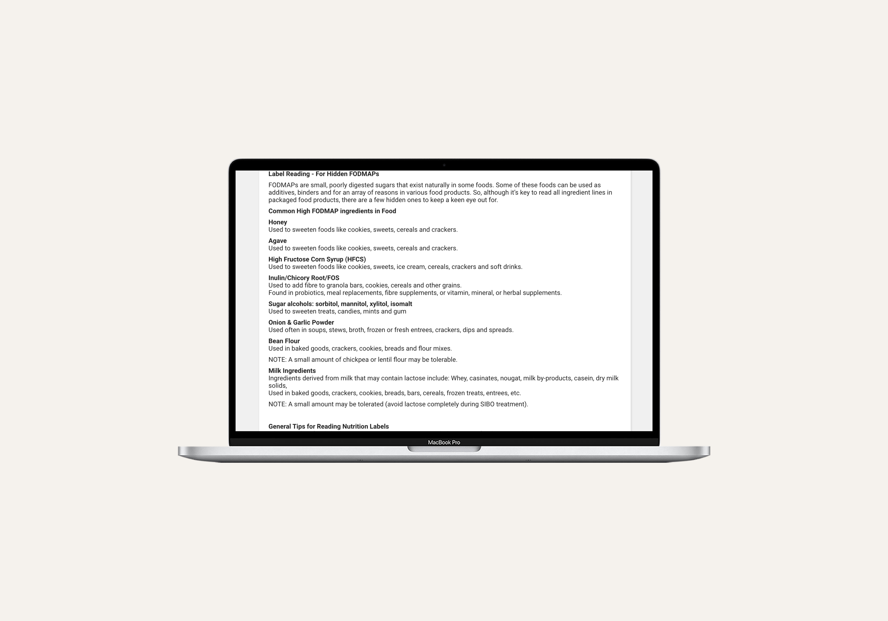 Low FODMAP Label Reading